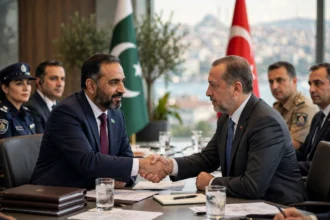 Pakistan and Turkiye interior ministers signing security cooperation agreement in Istanbul October 2026