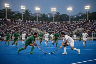 Pakistan hockey team in action on blue turf as they withdraw from Asian Champions Trophy in India October 2026