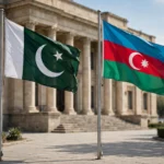 Flags of Pakistan and Azerbaijan side by side during the October 2026 Shehbaz Sharif and Ilham Aliyev phone call on deepening bilateral ties