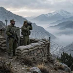Pakistani soldiers guarding a mountain border post in Kurram near the Pakistan-Afghanistan frontier after security forces foiled an infiltration attempt in October 2026